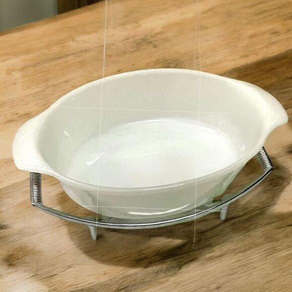 Vintage Anchor Hocking FireKing Corningware Casserole Saucepan Cradle 2 Piece - Picture 1 of 16